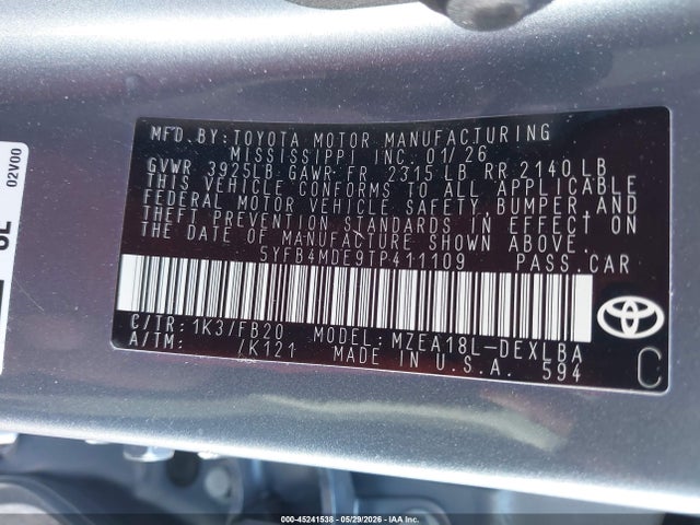 Toyota COROLLA LE 2026 5YFB4MDE9TP411109 Image 9