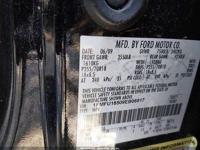 Aukcja sprzedaży 2009 Ford Expedition Eddie Bauer/king Ranch, vin: 1FMFU18509EB06917, numer aukcji: 45241539