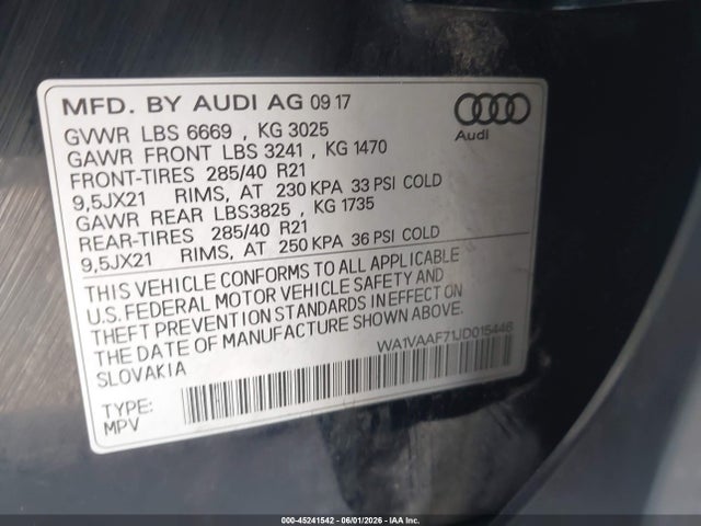Aukcja sprzedaży 2018 Audi Q7 3.0t Premium, vin: WA1VAAF71JD015446, numer aukcji: 45241542