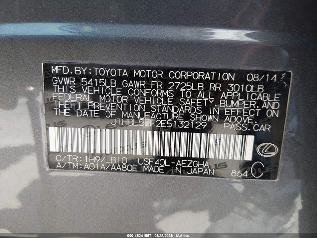 Lexus LS 460 2014 JTHBL5EF2E5132129 Image 9