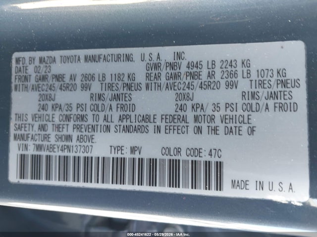 Auction sale of the 2023 Mazda Cx-50 2.5 Turbo Premium Plus, vin: 7MMVABEY4PN137307, lot number: 45241622