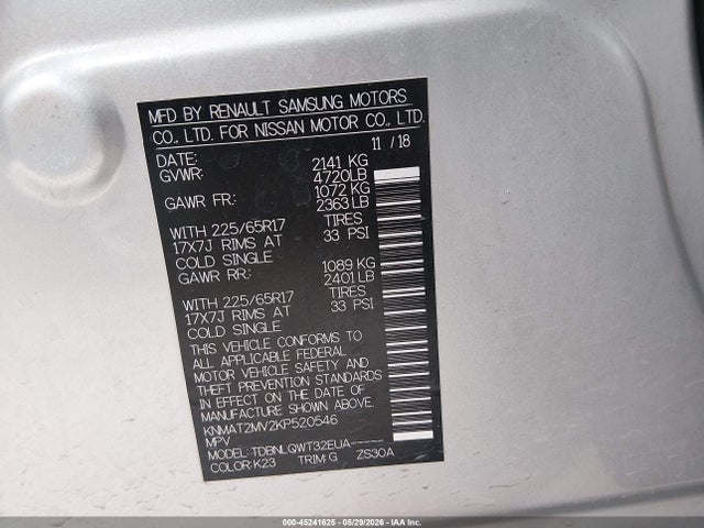 Nissan ROGUE SV 2019 KNMAT2MV2KP520546 Image 9