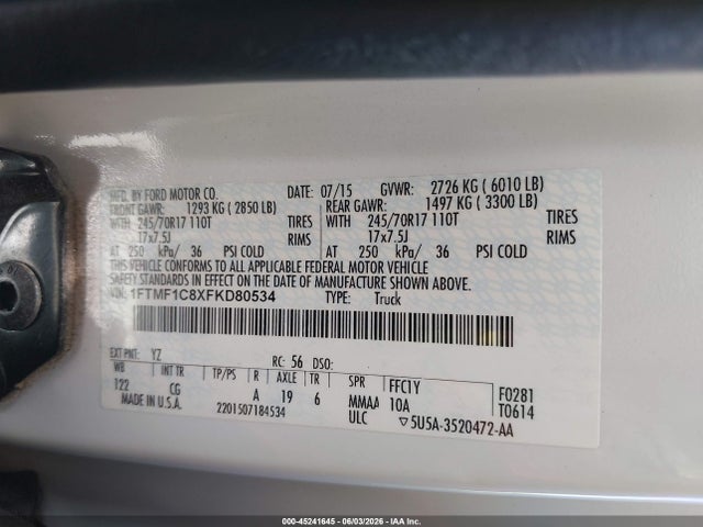 Ford F-150 Xl 2015 1FTMF1C8XFKD80534 Image 9