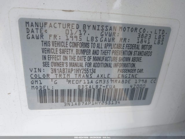 3N1AB7AP1HY255134 Nissan SENTRA S
