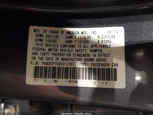 Honda Accord Sport 2014 1HGCR2F55EA012293 Image 9