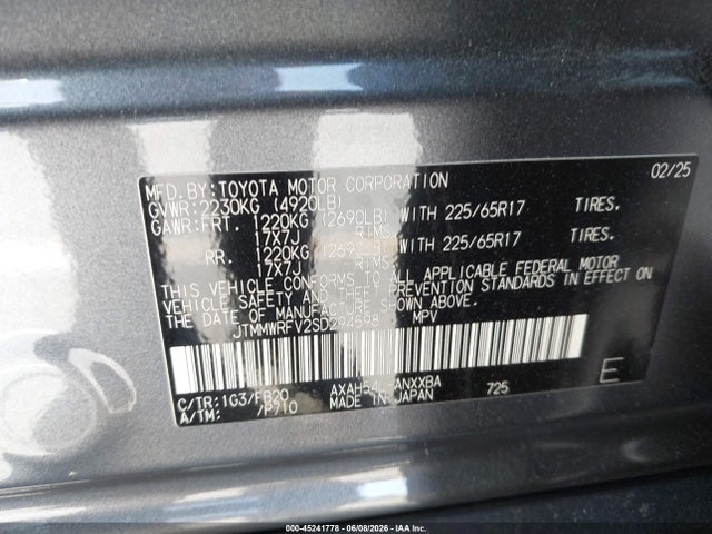JTMMWRFV2SD294598 Toyota Rav4 Hybrid Le