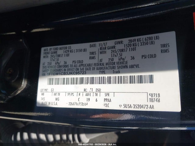 1FTEW1CB3JKC95723 Ford F-150 Xl
