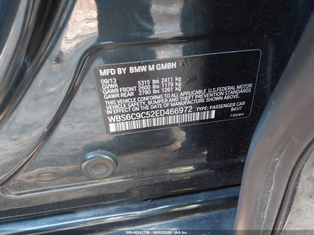 Продажа на аукционе авто 2014 Bmw M6 Gran Coupe, vin: WBS6C9C52ED466972, номер лота: 45241796