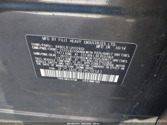 JF2SJAHC8FH528343 Subaru Forester 2.5i Limited