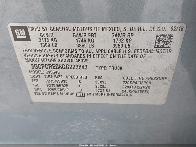 Chevrolet Silverado 1500 1lt 2016 3GCPCREC8GG223843 Image 9