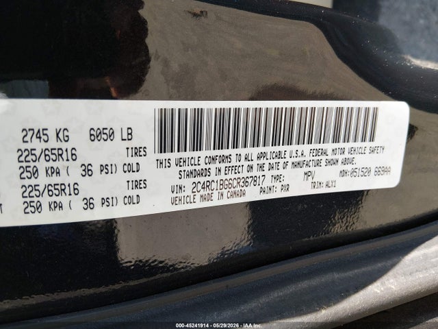 Продаж на аукціоні авто 2012 Chrysler Town & Country Touring, vin: 2C4RC1BG6CR367817, номер лоту: 45241914