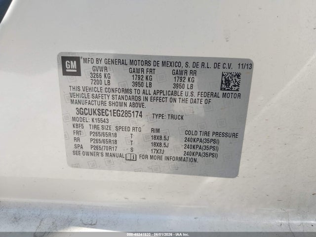 3GCUKSEC1EG285174 Chevrolet Silverado 1500 2lz