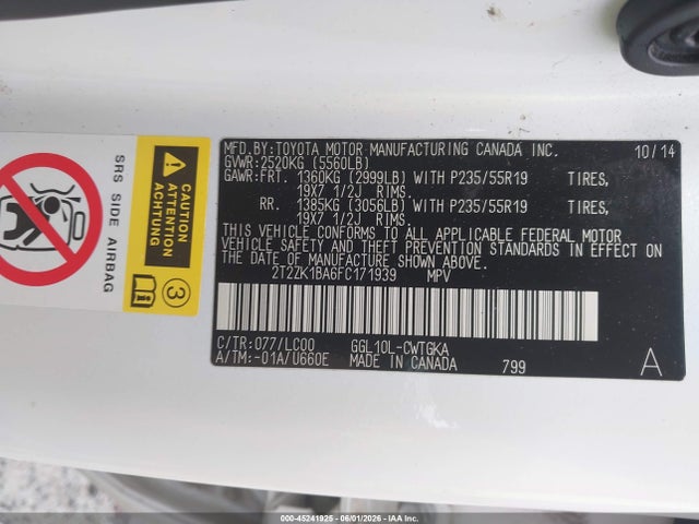Продаж на аукціоні авто 2015 Lexus Rx 350, vin: 2T2ZK1BA6FC171939, номер лоту: 45241925