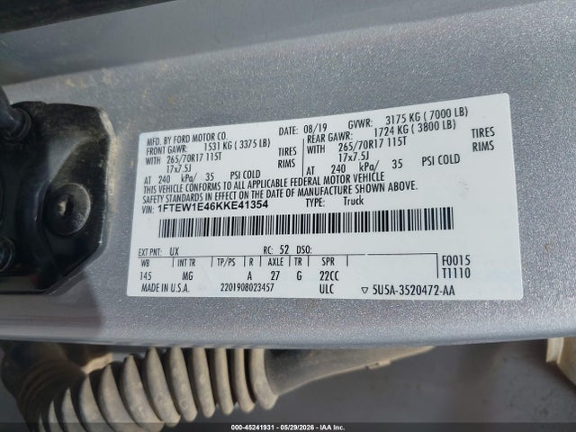 Ford F-150 Xlt 2019 1FTEW1E46KKE41354 Image 9