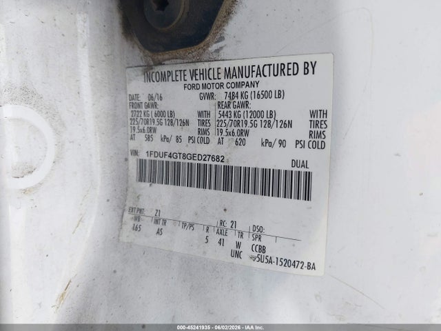 1FDUF4GT8GED27682 Ford F-450 Chassis Xl