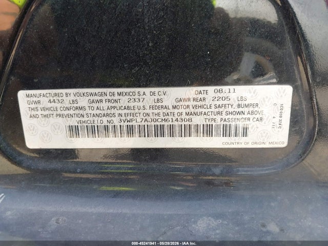 Продаж на аукціоні авто 2012 Volkswagen Jetta Sportwagen 2.0l Tdi, vin: 3VWPL7AJ0CM614308, номер лоту: 45241941