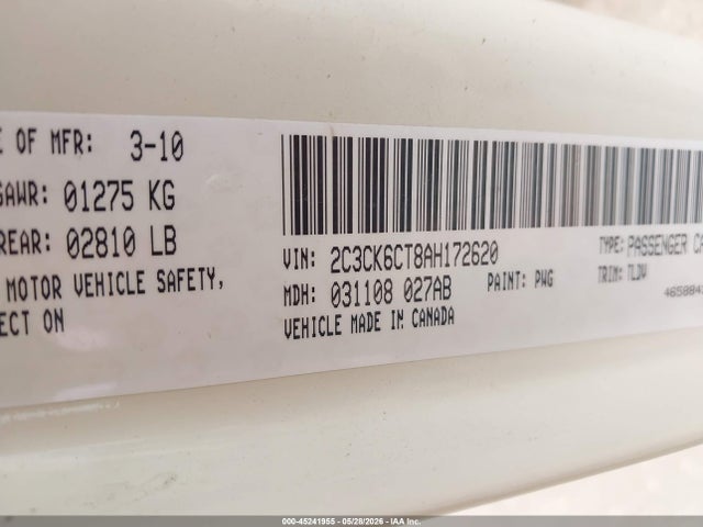 Aukcja sprzedaży 2010 Chrysler 300c Awd, vin: 2C3CK6CT8AH172620, numer aukcji: 45241955