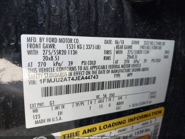 1FMJU2AT4JEA44743 Ford Expedition Limited