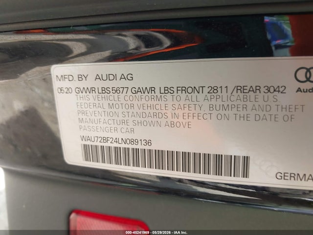Продаж на аукціоні авто 2020 Audi A6 Allroad Premium Plus 55 Tfsi Quattro S Tronic, vin: WAU72BF24LN089136, номер лоту: 45241969