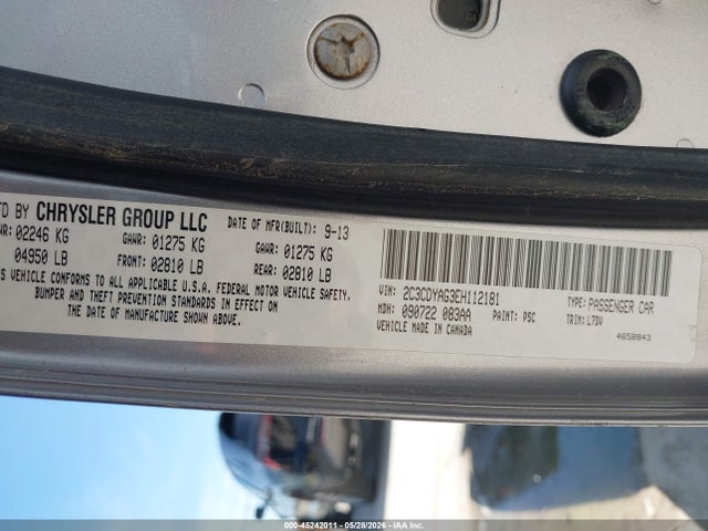 45242011 :رقم المزاد ، 2C3CDYAG3EH112181 vin ، 2014 Dodge Challenger Sxt مزاد بيع
