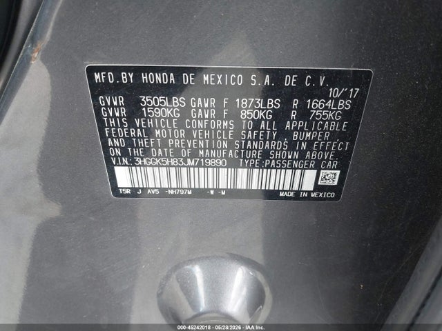 Honda FIT EX 2018 3HGGK5H83JM719890 Image 9