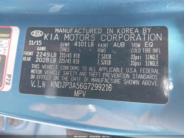 KNDJP3A56G7299216 KIA SOUL +