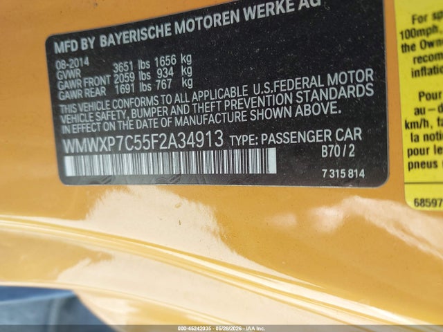 Mini Hardtop Cooper S 2015 WMWXP7C55F2A34913 Image 9