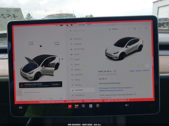2022 Tesla Model Y Performance Dual Motor All-wheel Drive მანქანა იყიდება აუქციონზე, vin: 7SAYGDEF0NF308168, აუქციონის ნომერი: 45242052