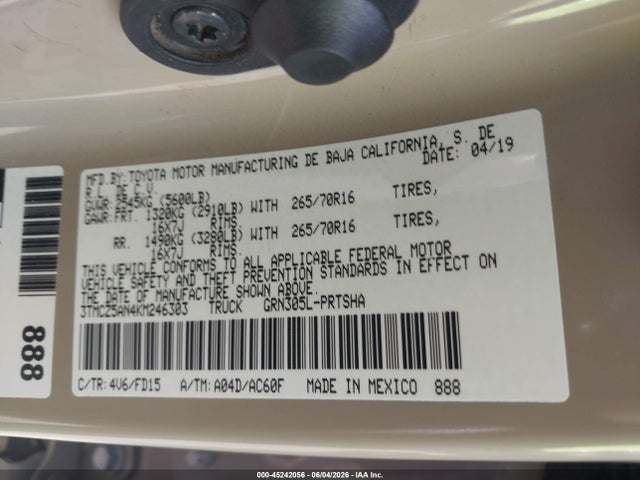3TMCZ5AN4KM246303 Toyota Tacoma Trd Off Road