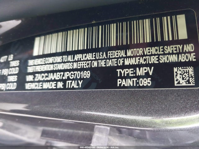 Продаж на аукціоні авто 2018 Jeep Renegade Sport Fwd, vin: ZACCJAAB7JPG70169, номер лоту: 45242106