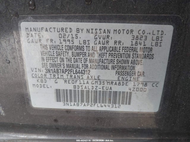 3N1AB7AP2FL644312 Nissan SENTRA SV