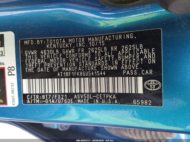 4T1BF1FK8GU541544 Toyota CAMRY SE