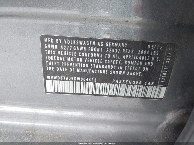 Продаж на аукціоні авто 2013 Volkswagen Golf 2.5l 4-door, vin: WVWDB7AJ5DW004432, номер лоту: 45242257