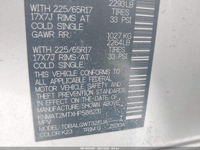 Nissan ROGUE SV 2017 KNMAT2MTXHP588231 Image 9