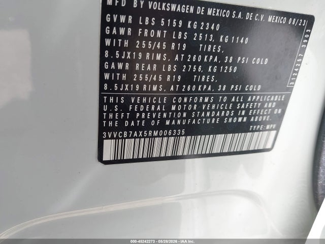 Aukcja sprzedaży 2024 Volkswagen Tiguan 2.0t Se R-line Black, vin: 3VVCB7AX5RM006335, numer aukcji: 45242273