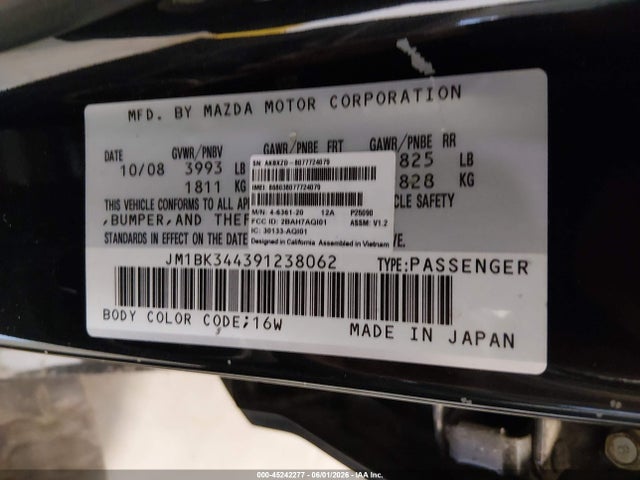 Aukcja sprzedaży 2009 Mazda Mazda3 S Grand Touring, vin: JM1BK344391238062, numer aukcji: 45242277