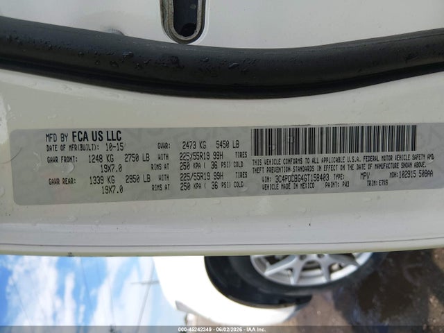 45242349 :رقم المزاد ، 3C4PDCBG4GT158403 vin ، 2016 Dodge Journey Sxt مزاد بيع
