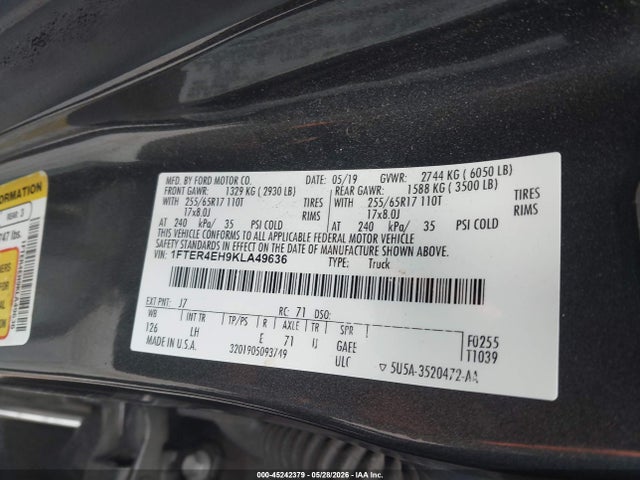 Ford RANGER XL 2019 1FTER4EH9KLA49636 Image 9