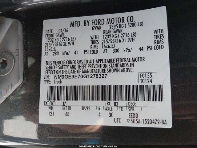 Ford Transit Connect Xl 2016 NM0GE9E70G1278327 Image 9