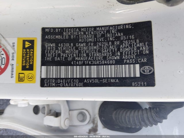 4T4BF1FK3GR584680 Toyota CAMRY LE