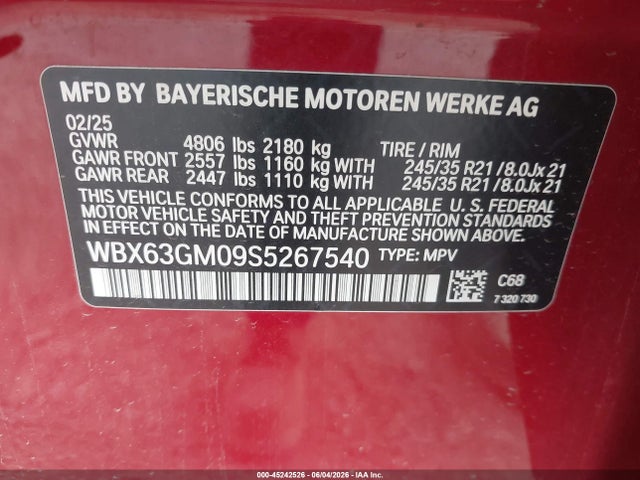 Продажа на аукционе авто 2025 Bmw X2 Xdrive28i, vin: WBX63GM09S5267540, номер лота: 45242526