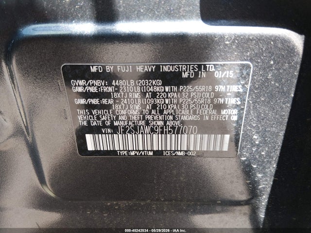Subaru Forester 2.5i Touring 2015 JF2SJAWC9FH577070 Image 9