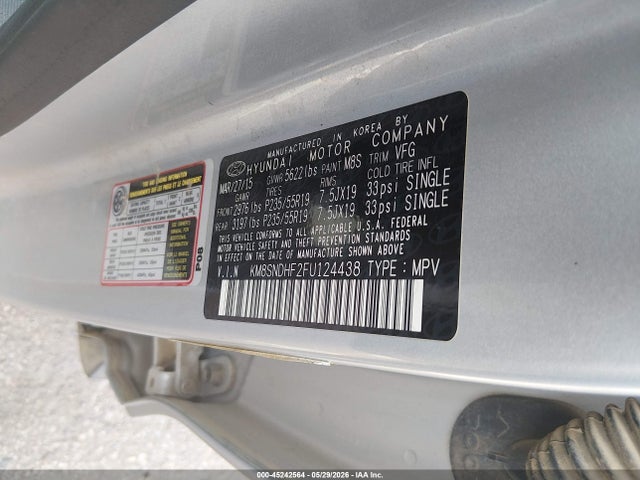 Продаж на аукціоні авто 2015 Hyundai Santa Fe Gls, vin: KM8SNDHF2FU124438, номер лоту: 45242564
