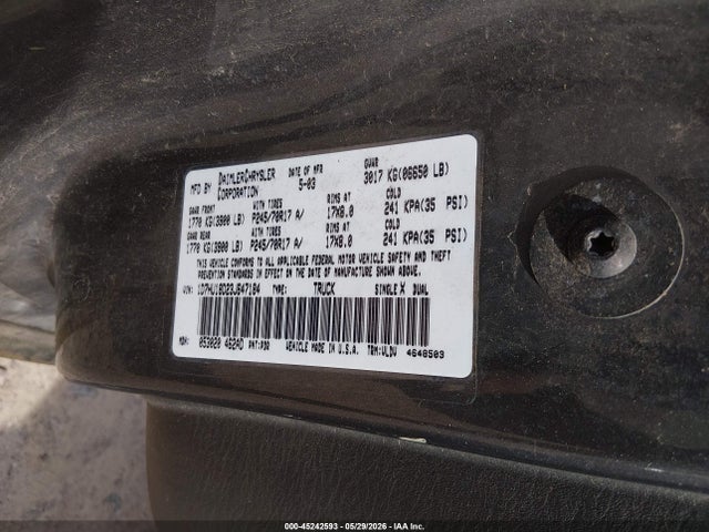 Aukcja sprzedaży 2003 Dodge Ram 1500 Slt/laramie/st, vin: 1D7HU18D23J647184, numer aukcji: 45242593