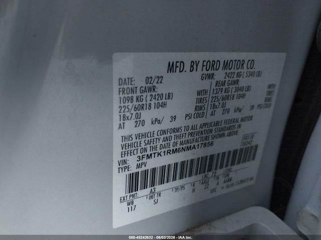 3FMTK1RM6NMA17856 Ford Mustang Mach-e Select