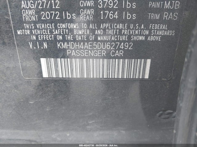 45242736 :رقم المزاد ، KMHDH4AE5DU627492 vin ، 2013 Hyundai Elantra Limited مزاد بيع