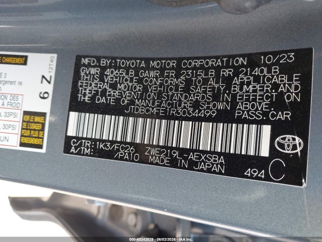 JTDBCMFE1R3034499 Toyota Corolla Hybrid Se
