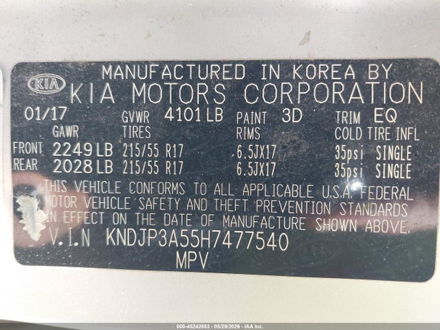 KNDJP3A55H7477540 KIA SOUL +