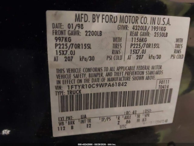 2004 Ford Ranger Xlt მანქანა იყიდება აუქციონზე, vin: 1FTYR15E84PB00265, აუქციონის ნომერი: 45242890
