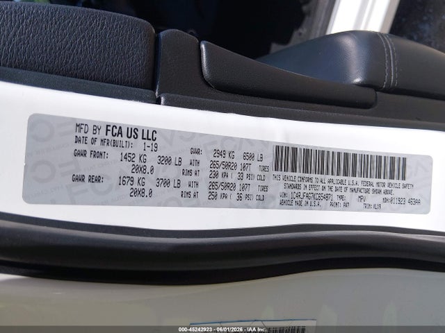 Aukcja sprzedaży 2019 Jeep Grand Cherokee Altitude 4x4, vin: 1C4RJFAG7KC654871, numer aukcji: 45242923